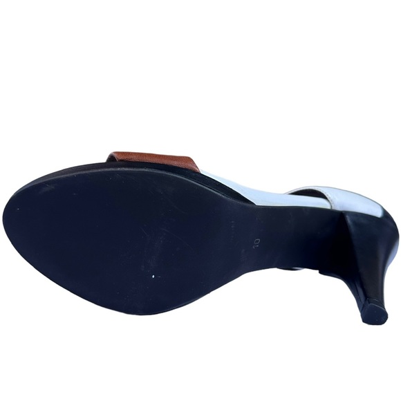 Heeled Sandal Claire Flowers Lizzy Leather White Black Brown Size 10 New Neutral - Picture 8 of 17